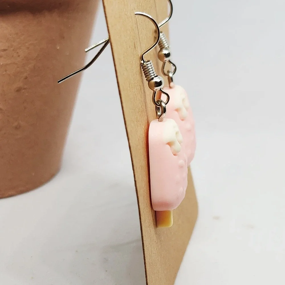 Pink Popsicle Dangle Earrings Novelty Ice Cream‎ Foodie Summer Jewelry NEW